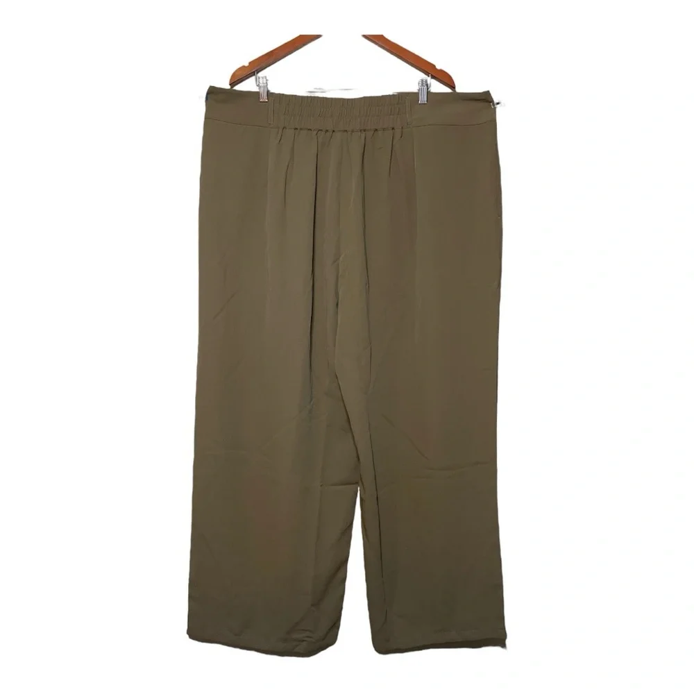 HALARA High Waisted Button Zipper Side Pocket Shirred Straight Leg Work Pants - Picture 4 of 6